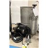 Image 1 : GROUP OF ASSORTED BREWERY ITEMS INCLUDING CARBON DIOXIDE TANK, MESH BASKET, METAL SCOOP & PUMP