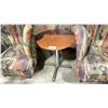 Image 3 : PAIR OF MODERN SLOPE BACK STYLE DECOR ACCENT CHAIRS & 24" ROUND WOOD TOP METAL BASE RESTAURANT TABLE