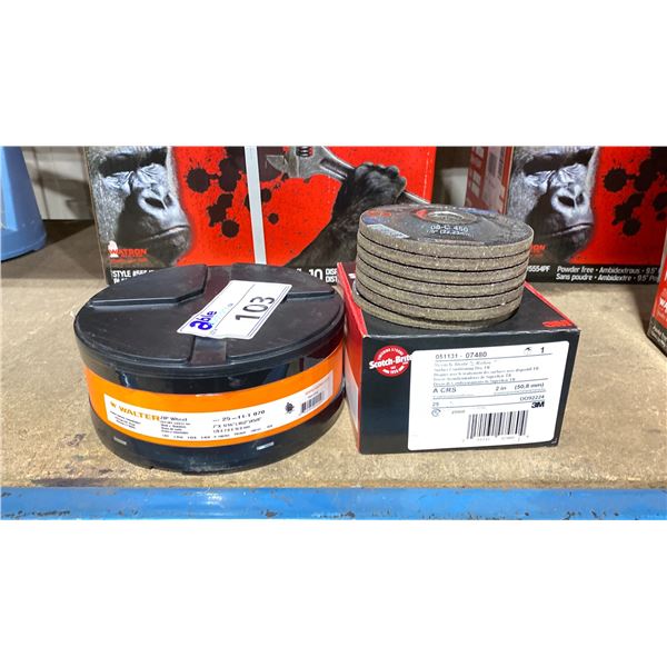 ASSORTED WALTER GRINDING DISCS INCLUDING & 3M SCOTCH-BRITE SURFACE CONDITIONING DISCS