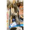 Image 4 : ASSORTED DRYWALL TOOLS, INGERSOLL-RAND ELECTRIC AIR HAMMER, SAW BLADES, LEVEL, EAR MUFFS & MORE