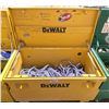 Image 1 : DEWALT YELLOW METAL 24"W X 48"L X 34"H MOBILE STORAGE BOX WITH ASSORTED CONSTRUCTION SITE ROPE