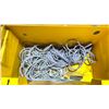 Image 2 : DEWALT YELLOW METAL 24"W X 48"L X 34"H MOBILE STORAGE BOX WITH ASSORTED CONSTRUCTION SITE ROPE