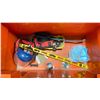 Image 2 : JET ORANGE METAL 24"W X 48"L X 34"H MOBILE STORAGE BOX WITH ASSORTED CONSTRUCTION SITE TOOLS