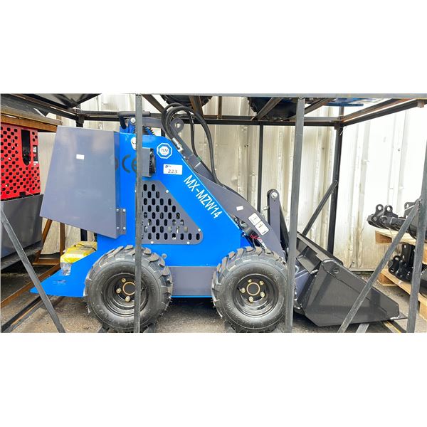 2025 AGT INDUSTRIAL MX-MZW14 GAS POWERED RUBBER TIRE RIDE ON MINI SKID STEER WITH ATTACHED