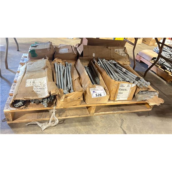 PALLET OF ASSORTED INDUSTRIAL HEAVY DUTY MACHINE BOLTS