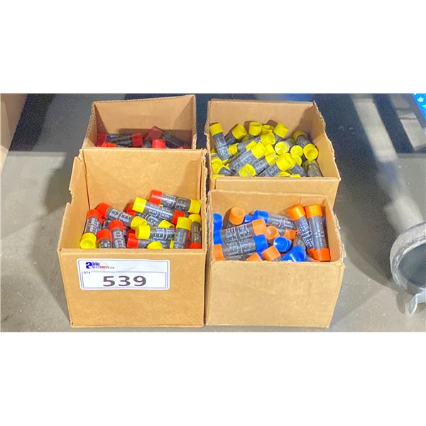 4 BOXES OF ASSORTED ALUMINUM SERVICE ENTRANCE COMPRESSION SPLICES