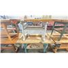 Image 2 : PAIR OF INDUSTRIAL WORK TABLES DIFFERENT SHAPES AND DIMENSIONS BOTH WITH TWO TABLE VISES ON EITHER