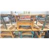 Image 2 : PAIR OF INDUSTRIAL WORK TABLES DIFFERENT SHAPES AND DIMENSIONS BOTH WITH TWO TABLE VISES ON EITHER