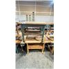 Image 2 : PAIR OF INDUSTRIAL WORK TABLES DIFFERENT SHAPES AND DIMENSIONS BOTH WITH TWO TABLE VISES ON EITHER