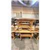 Image 2 : PAIR OF INDUSTRIAL WORK TABLES DIFFERENT SHAPES AND DIMENSIONS BOTH WITH TWO TABLE VISES ON EITHER