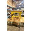 Image 2 : PAIR OF INDUSTRIAL WORK TABLES DIFFERENT SHAPES AND DIMENSIONS BOTH WITH TWO TABLE VISES ON EITHER