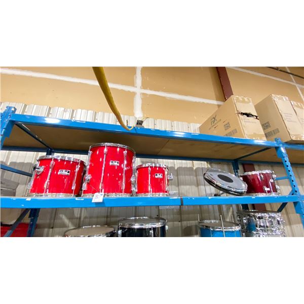 SHELF OF ASSORTED PROFESSIONAL DRUMS 5PCS