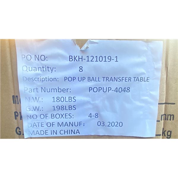 8- POP UP BALL TRANSFER TABLES BKH-121019-1
