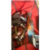 Image 3 : TOOL BAG WITH ASSORTED POWER TOOLS & BIN OF HEAVY DUTY MATERIAL FABRIC