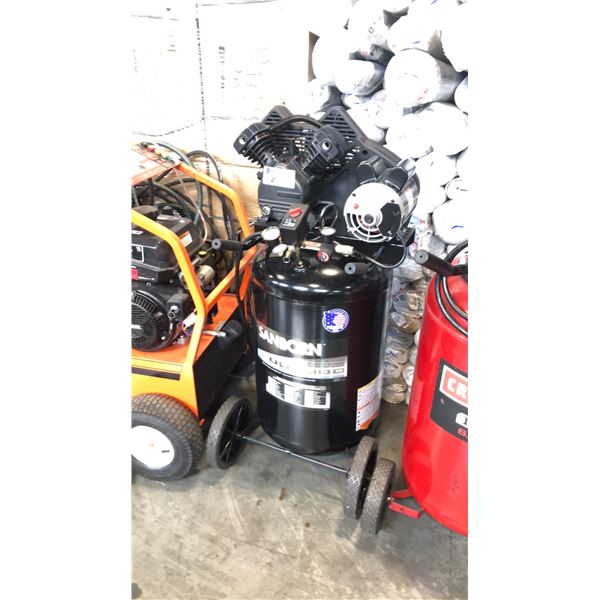 SANBORN 30-GALLONS 135-MAX PSI DUAL VOLTAGE UPRIGHT MOBILE COMPRESSOR MDL:SLC1683066