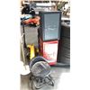 Image 1 : BLACK SHOP STOOL, GREY TOOL BOX(SIDE DENT), AND A RED TOOL BOX W/ CONTENTS