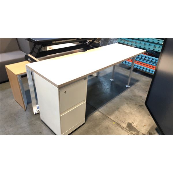 STEELCASE NATURAL OAK/BEIGE COMPUTER DESK D24" X W72" X H30"