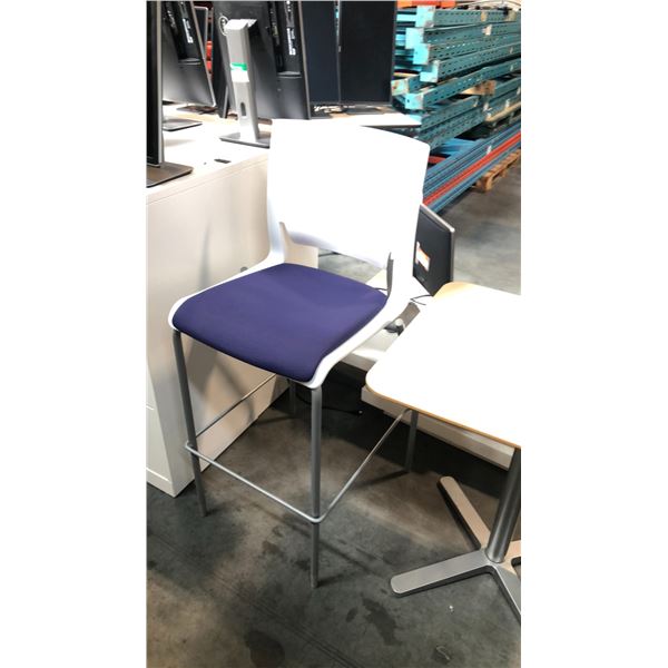 WHITE/PURPLE CUSHION BAR STOOL