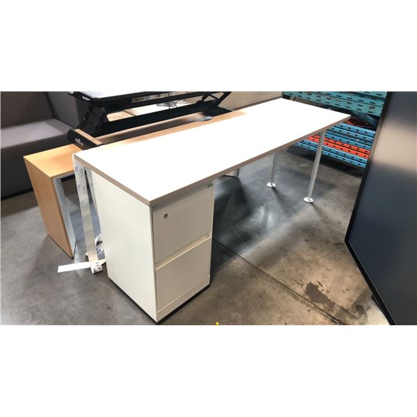 STEELCASE NATURAL OAK/BEIGE COMPUTER DESK D24" X W72" X H30"