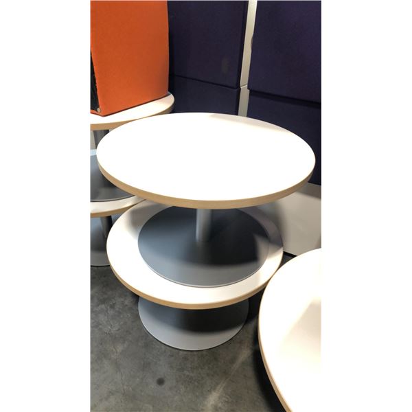 BEIGE TOP/GREY METAL BASED 24" ROUND COFFEE TABLE