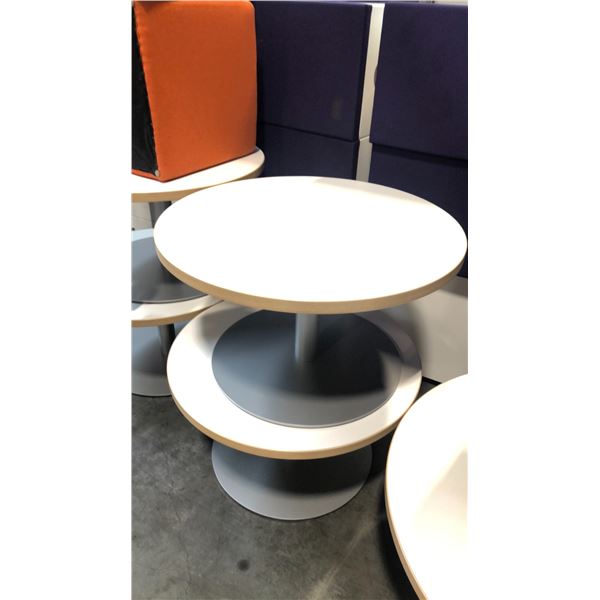 BEIGE TOP/GREY METAL BASED 24  ROUND COFFEE TABLE