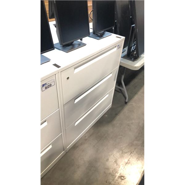 BEIGE 3-DRAWER LATERAL FILE CABINET W/O KEY