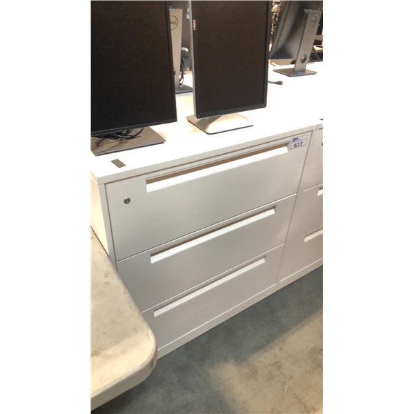 BEIGE 3-DRAWER LATERAL FILE CABINET W/O KEY