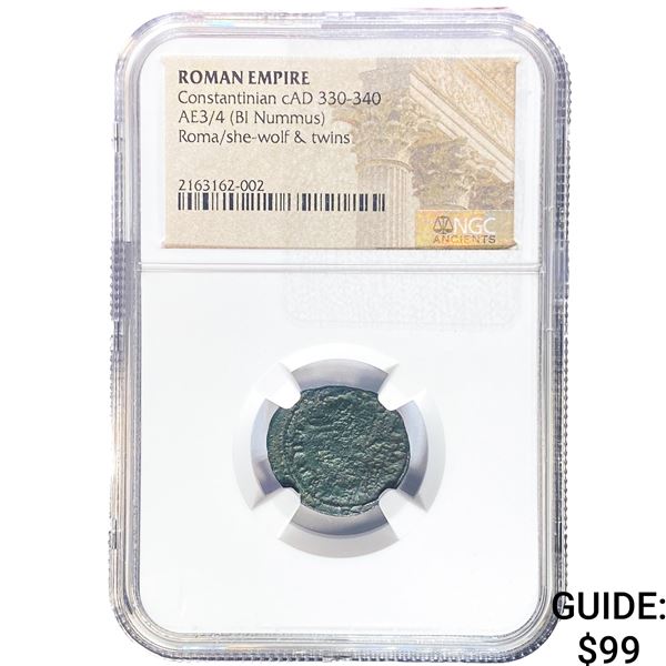 Roman Constantinian cAD 330-340 AE3/4 BI Nummus