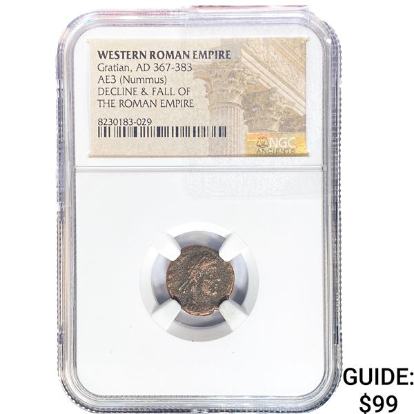 Western Gratian, AD 367-383 AE3 Nummus NGC