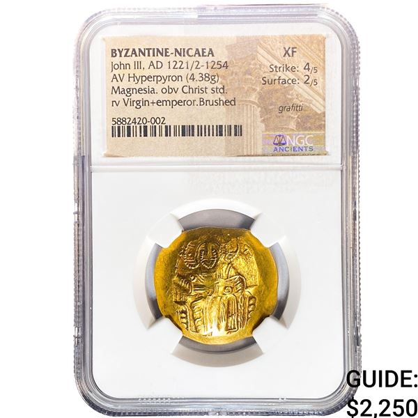 Byzantine-Nicaea John III, AD 1221/2-1254 Gold Hyperpyron NGC XF