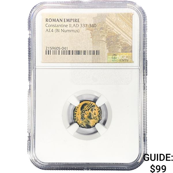 Roamn Constantine II, AD 337-340 AE4 BI Nummus