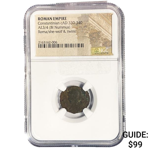 Roman Constantinian cAD 330-340 AE3/4 BI Nummus