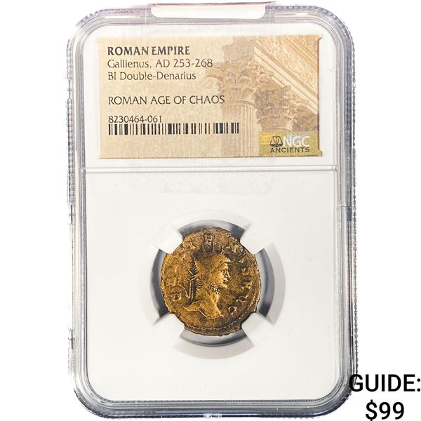 Roman Gallienus, AD 253-268 BI Dbl-Denarius NGC