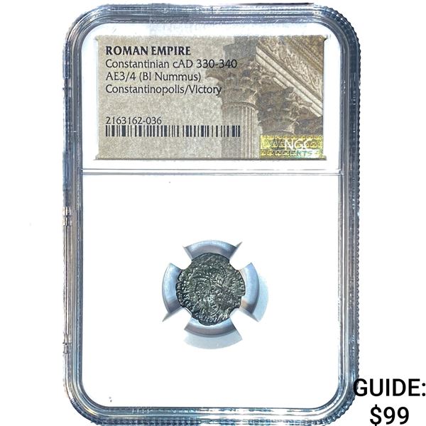 Roman Constantinian cAD 330-340 AE3/4 BI Nummus