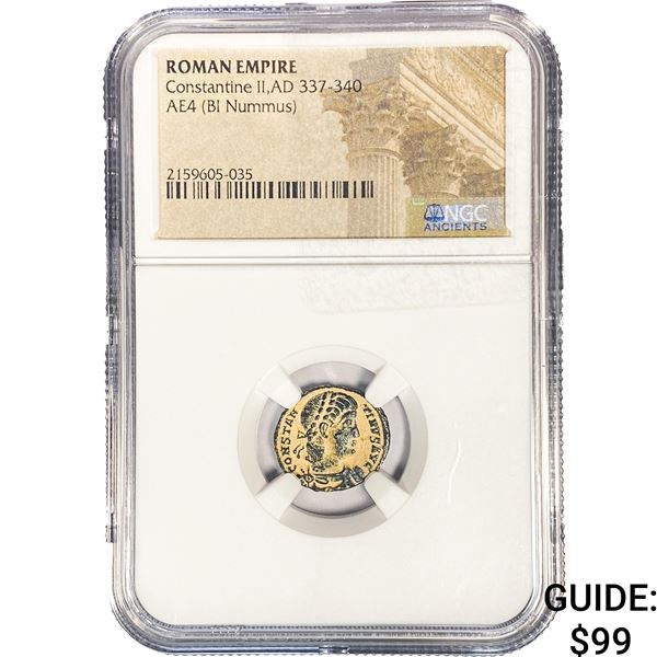 Roman Constantine II, AD 337-340 AE4 BI Nummus