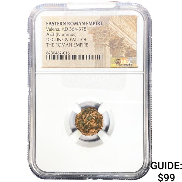 Eastern Roman Valens, AD 364-378 AE3 Nummus NGC