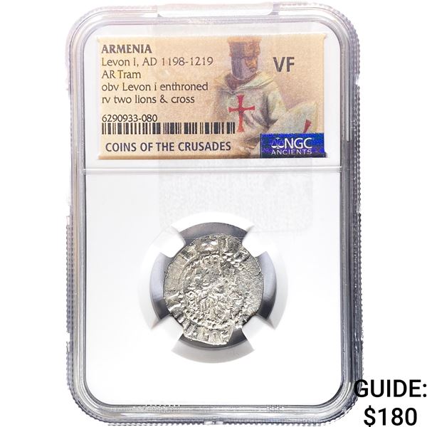 Armenia Levon I, AD 1198-1219 SIlver Tram NGC VF