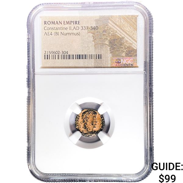 Roman Constantine II, AD 337-340 AE4 BI Nummus