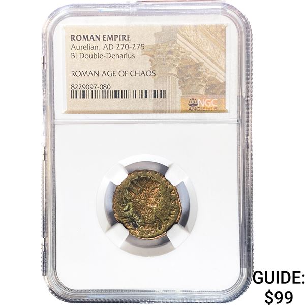Roman Aurelian, AD 270-275 BI Double-Denarius NGC