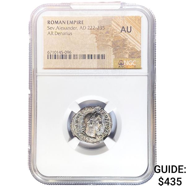 Roman Sev. Alexander, AD 222-235 Silver Denarius NGC AU
