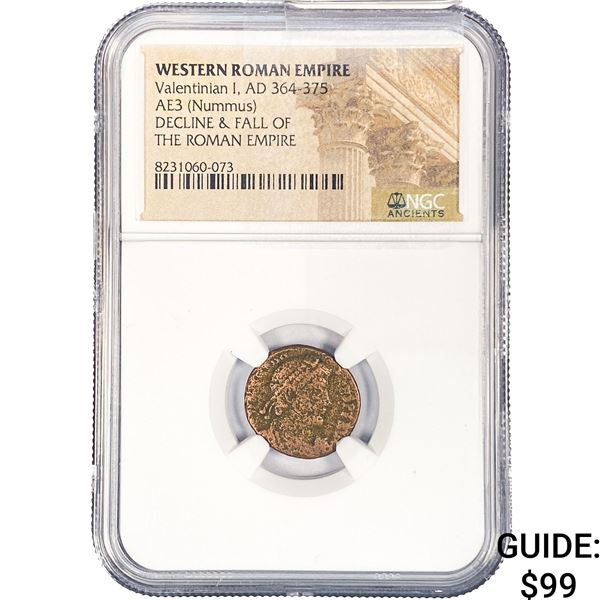West Roman Valentinian I, AD 364-375 AE3 Nummus