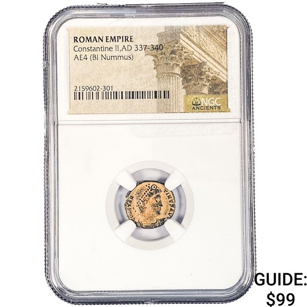 Roman Constantine II, AD 337-340 AE4 BI Nummus