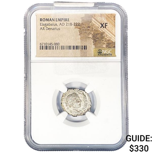 Roman Elagabalus, AD 218-222 SIlver Denarius XF