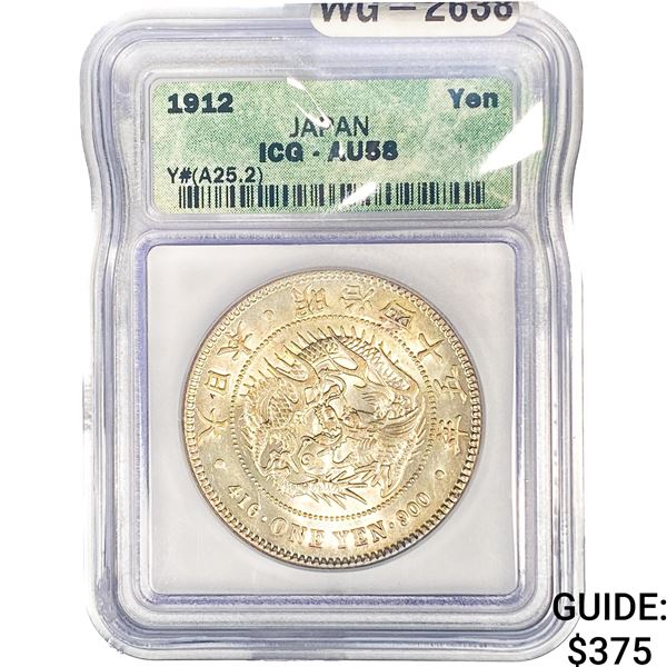 Japanaese Silver One Yen IGC AU58