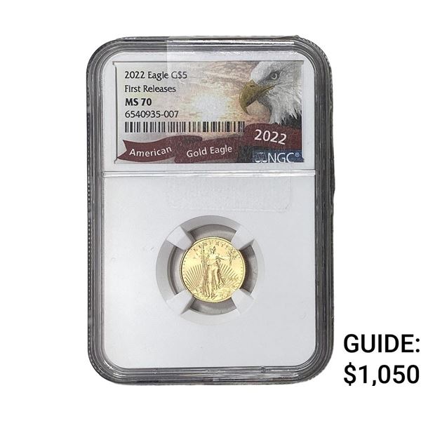 2022 $5 Gold Half Eagle NGC MS70 First Releases