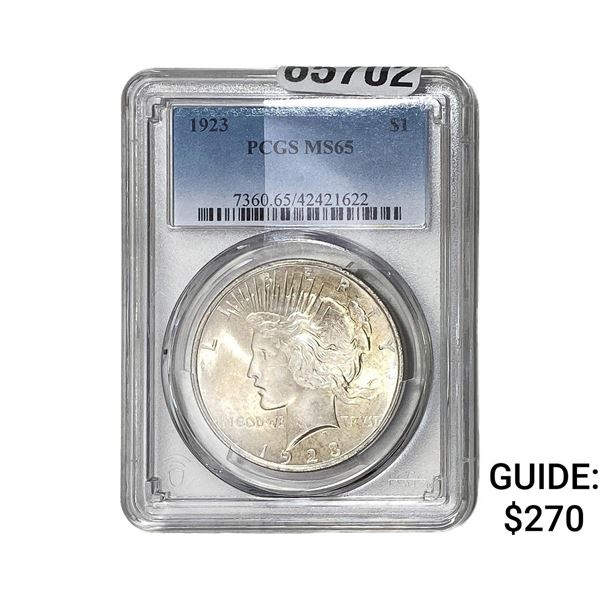 1923 Silver Peace Dollar PCGS MS65