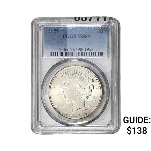 1925 Silver Peace Dollar PCGS MS64