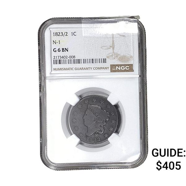 1823/2 Coronet Head Large Cent NGC G6 BN