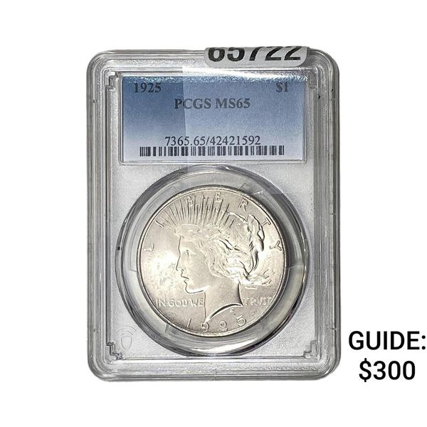 1925 Silver Peace Dollar PCGS MS65