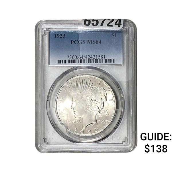 1923 Silver Peace Dollar PCGS MS64